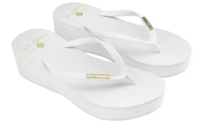 Samba Sol Women’s Wedge Collection Flip Flops - White