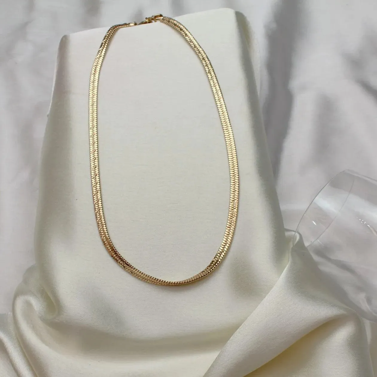 TFC 24K Naples Gold Plated Flat Chain Necklace