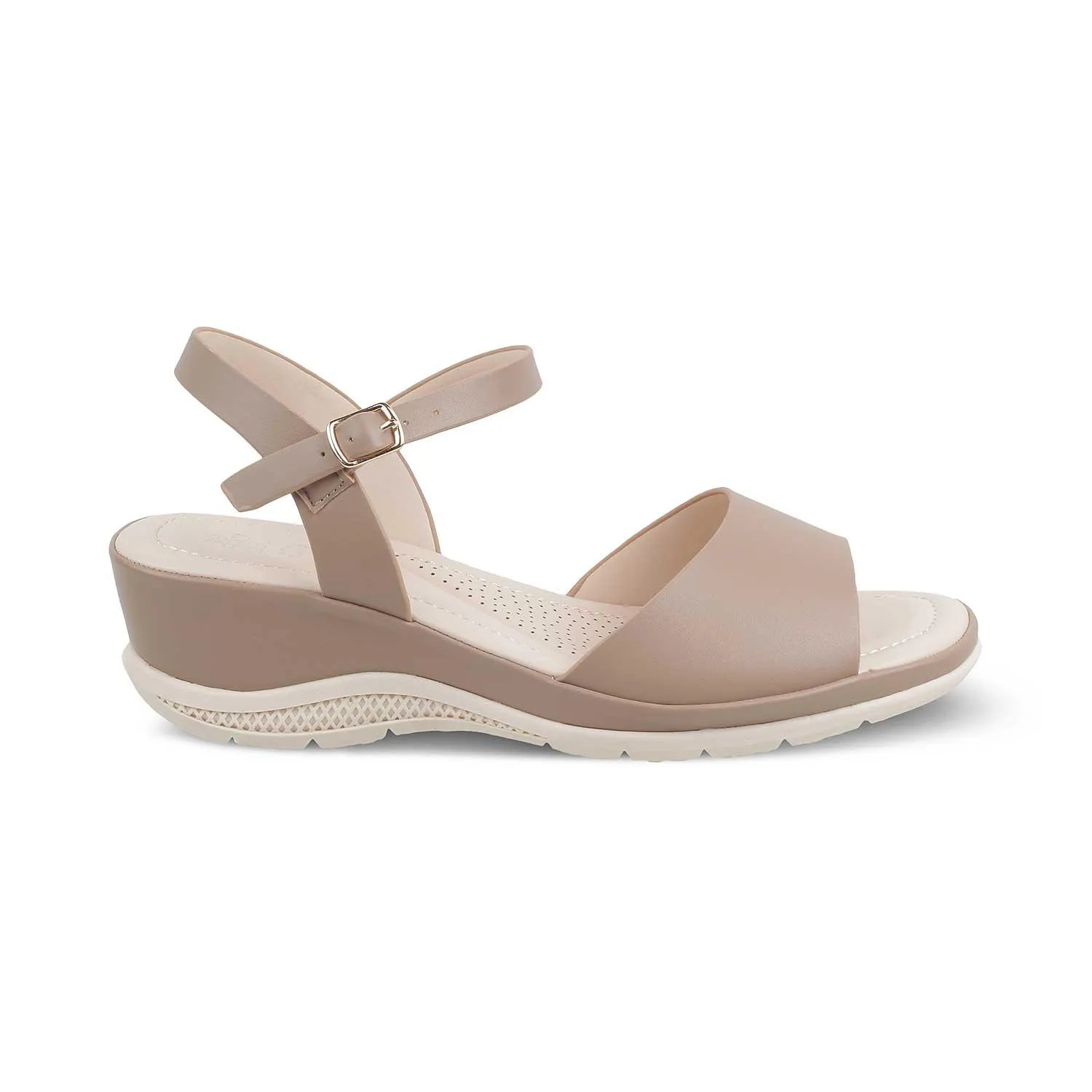 The Clej Beige Women's Casual Wedge Sandals Tresmode