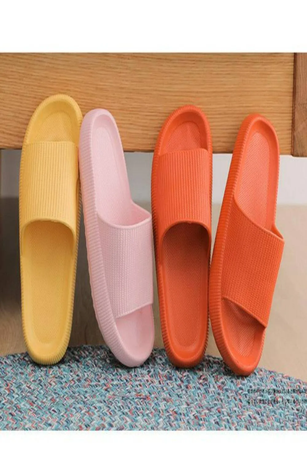 Thick Platform Comfy Yellow Rubber Slide Sandals