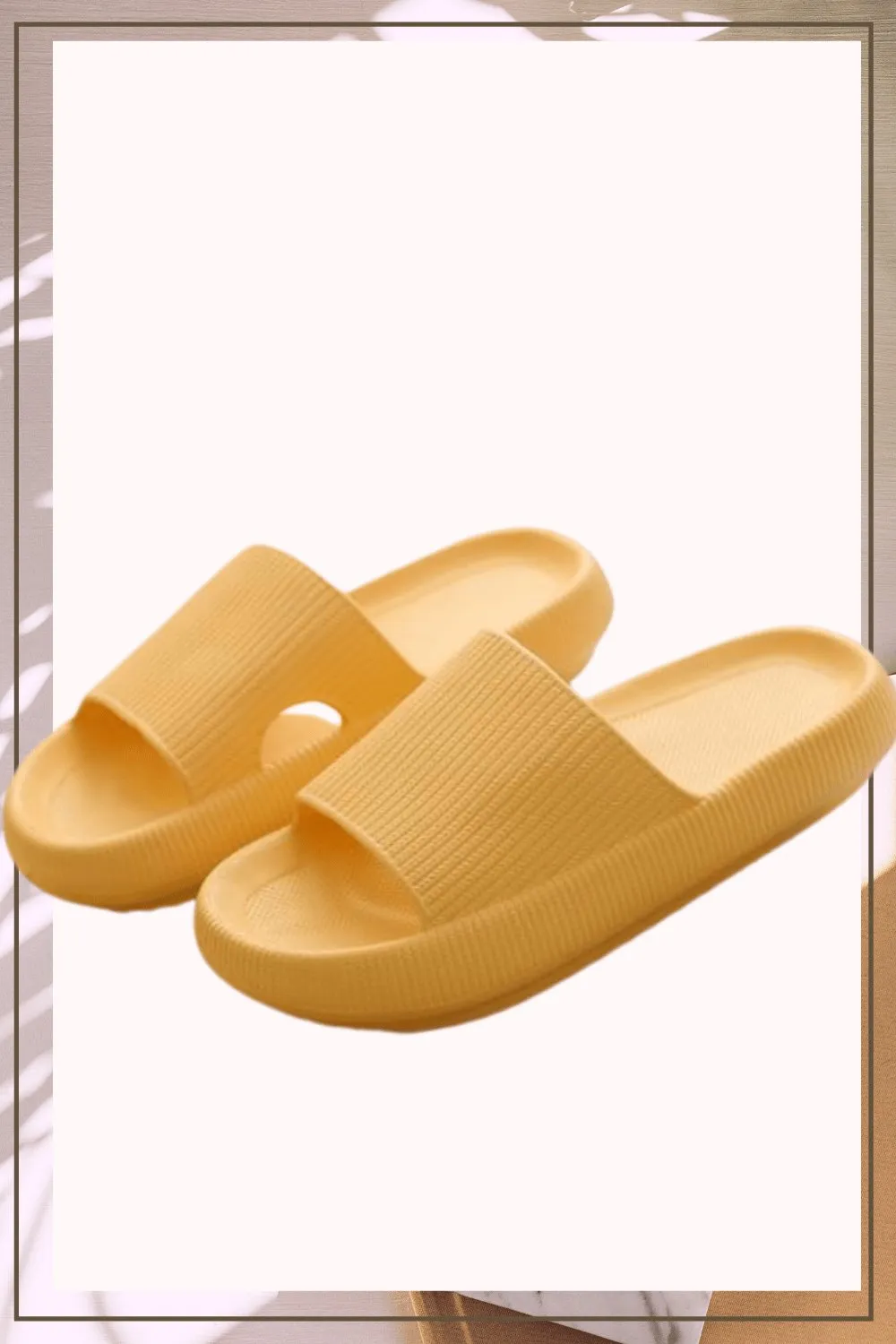 Thick Platform Comfy Yellow Rubber Slide Sandals