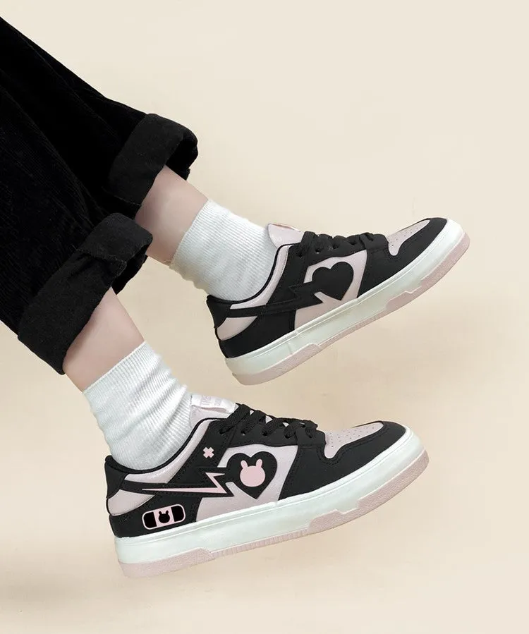 Thunder Rabbit Heart Black Pink Sporty Sneakers Running Shoes