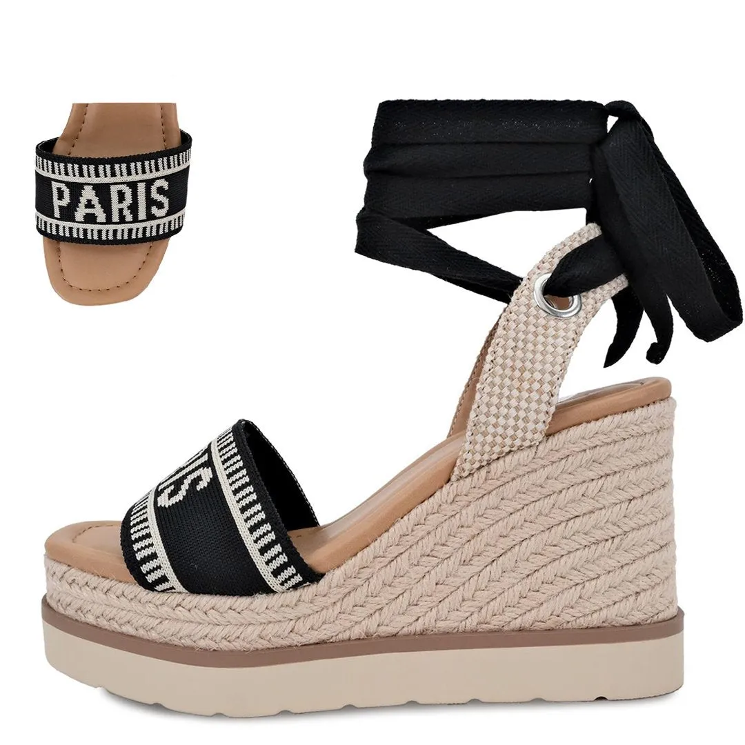 Times City Inspired Ankle Wrap Espadrille Wedge Sandals *FINAL SALE*