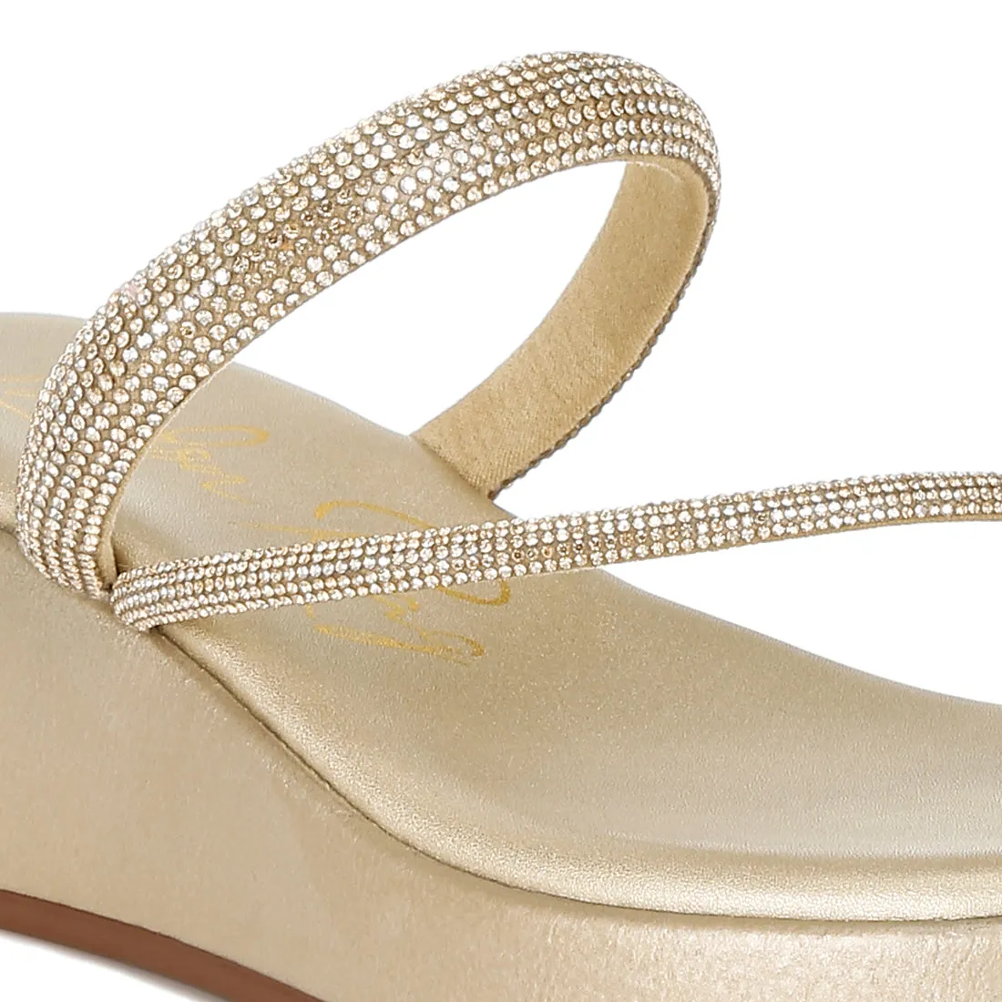 Toe Loop Slip On Rhinestone Sandals