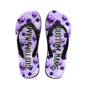 Violet Skull Lips Flip Flops for Women Beach