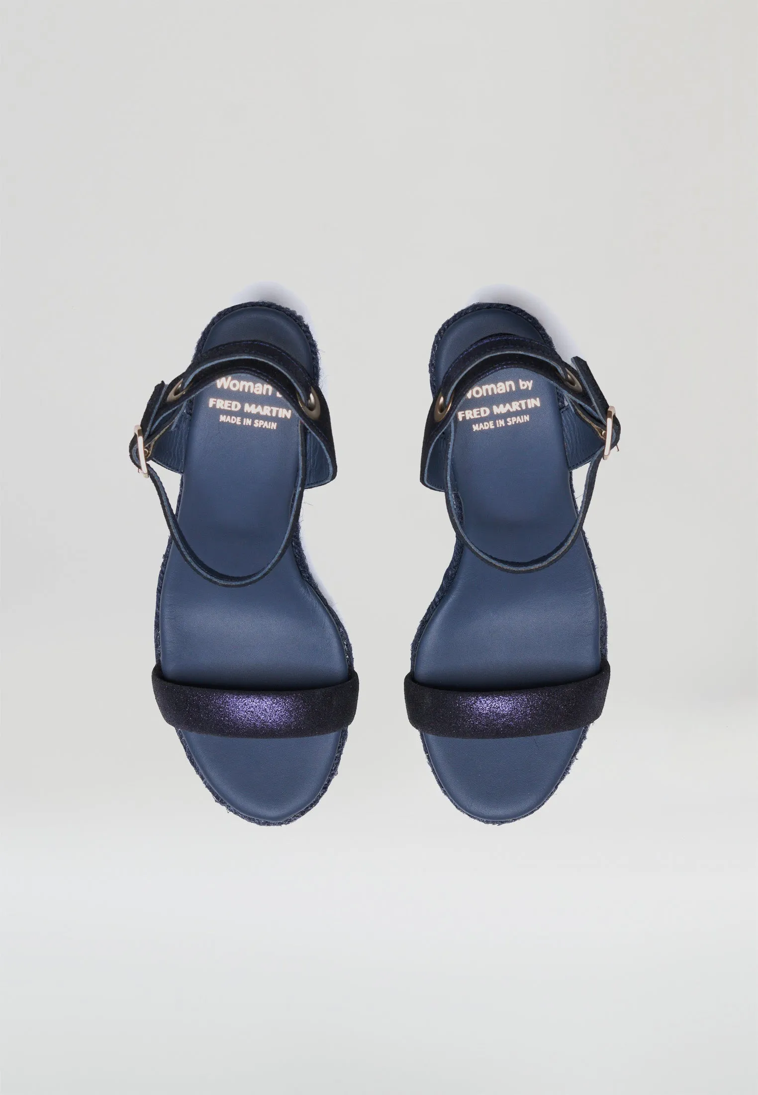 Wedge Sandals - Navy Suede