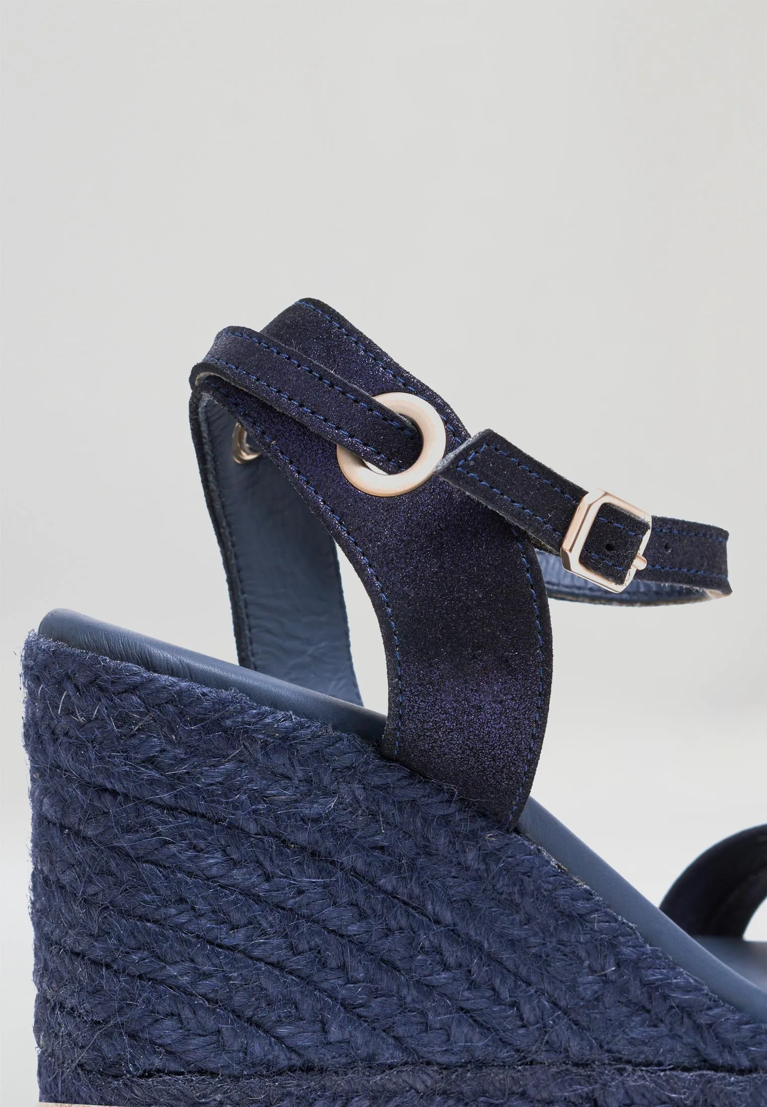 Wedge Sandals - Navy Suede