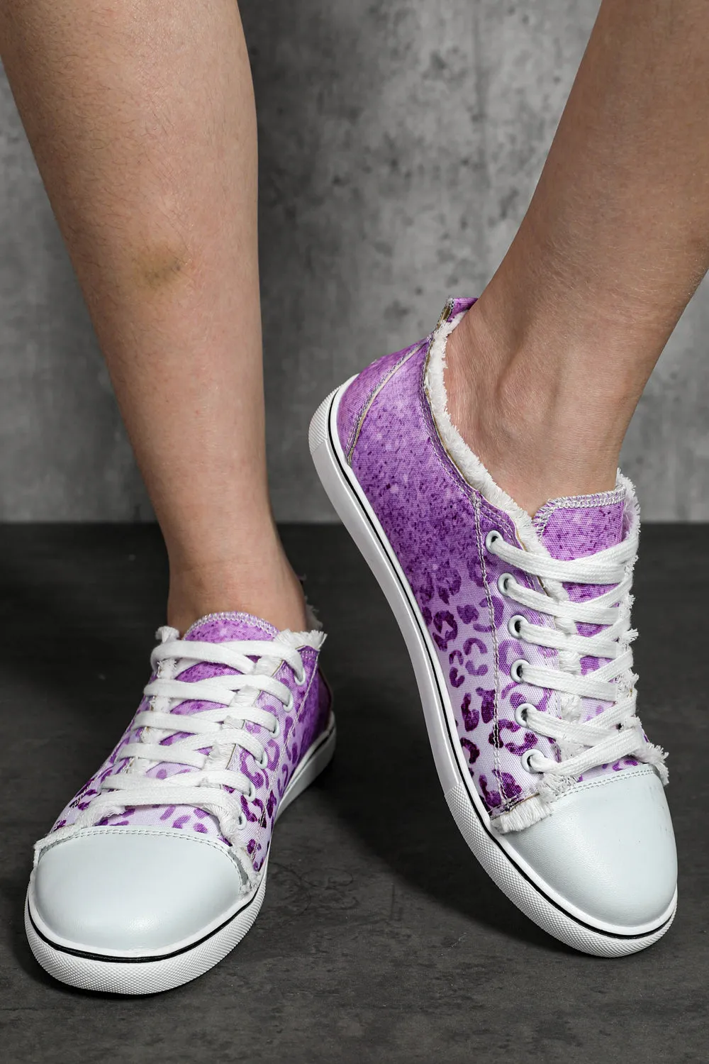 Women's Purple Ombre Leopard Low Top Sneaker Canvas Slip on Shoes