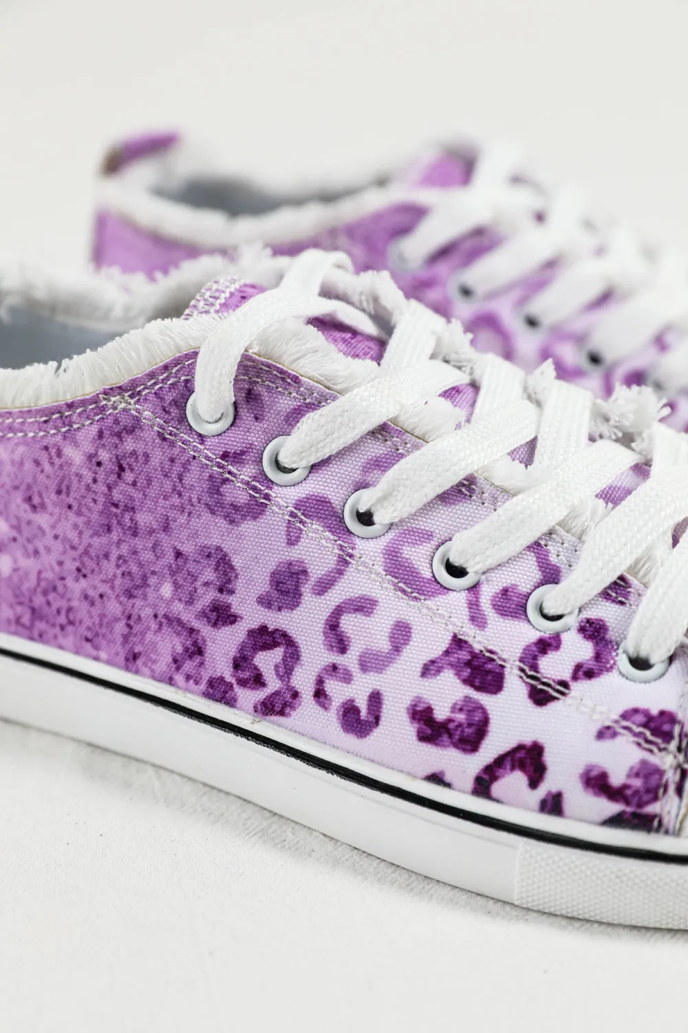 Women's Purple Ombre Leopard Low Top Sneaker Canvas Slip on Shoes