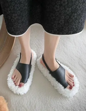 Women's Winter Lamb Wool Plush Roman Sandals - Flip-Flops