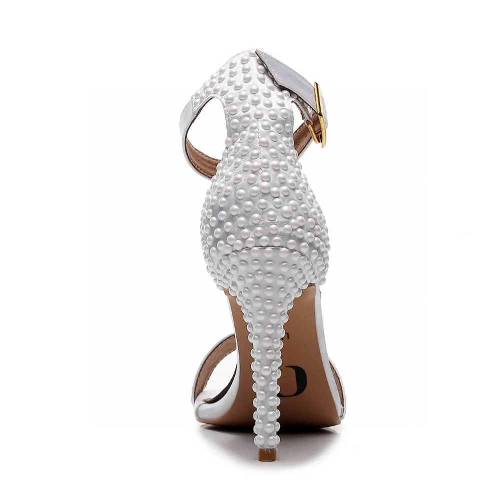 Zuri - White Satin Pearl - Street Sole